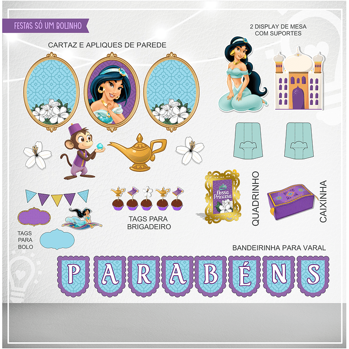 ARQUIVO E CORTE KIT SÓ UM BOLINHO JASMINE (STUDIO E PDF) 2