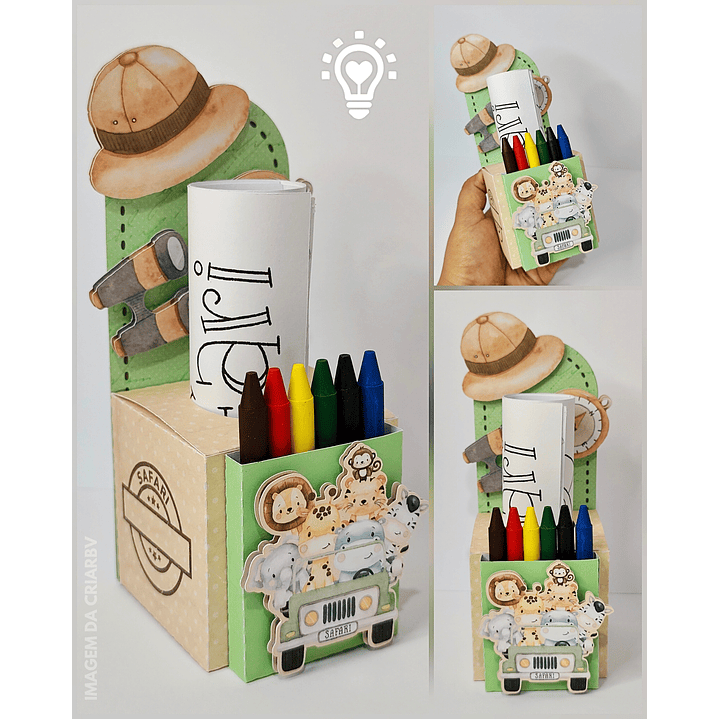 ARQUIVO DE CORTE KIT DE COLORIR SAFARI, CENTRO DE MESA, LEMBRANCINHA (STUDIO E PDF) 1