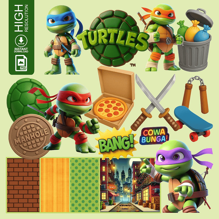 KIT DIGITAL TARTARUGA NINJA, TURTLES 1