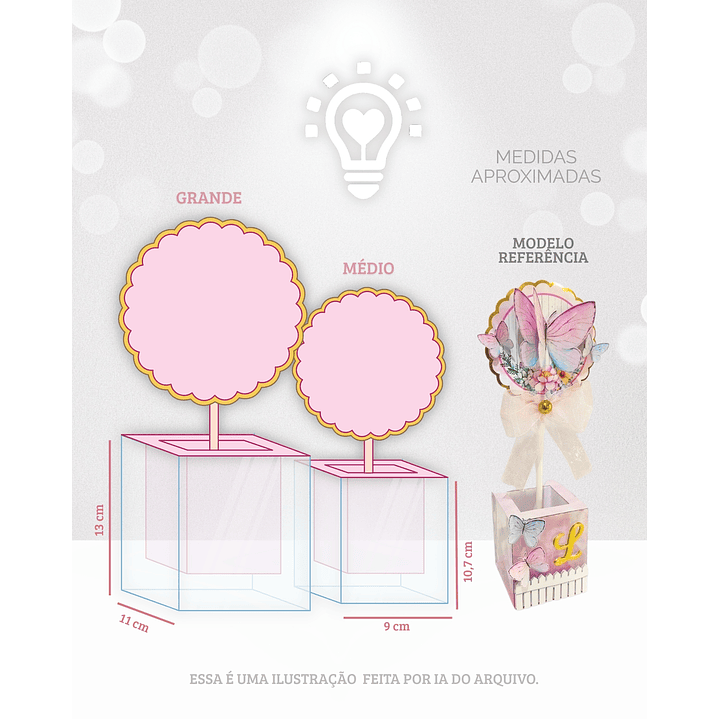 ARQUIVO DE CORTE CENTRO DE MESA ACETATO, MOCKUPS + CAIXA EM STUDIO + PDF 1