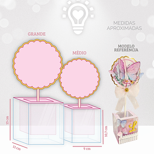 ARQUIVO DE CORTE CENTRO DE MESA ACETATO, MOCKUPS + CAIXA EM STUDIO + PDF