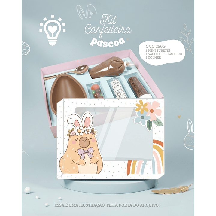 ARQUIVO DE CORTE, KIT CONFEITEIRO DE PÁSCOA CAPIVARA (STUDIO E PDF) 1