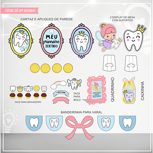 ARQUIVO DE CORTE KIT SÓ UM BOLINHO FADA DO DENTE (STUDIO E PDF)