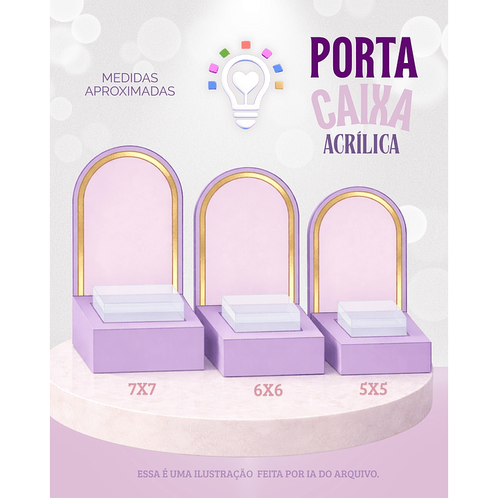 ARQUIVO DE CORTE PORTA CAIXINHA DE ACRÍLICO (STUDIO E SVG) 1