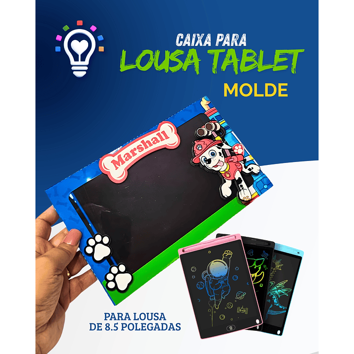 ARQUIVO DE CORTE CAIXA PARA LOUSA TABLET 8.5 POLEGADAS (STUDIO, PDF E SVG) 1