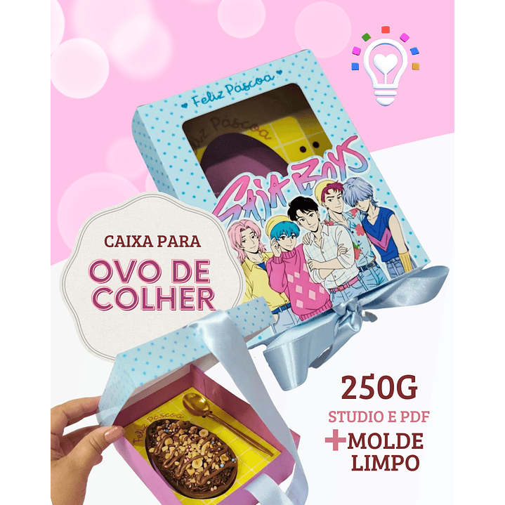 ARQUIVO DE CORTE CAIXA OVO DE COLHER SAJA BOYS DE 250G (STUDIO, PDF E SVG) 1