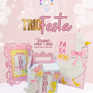 ARQUIVO DE CORTE TRIO DE MOLDES PARA FESTA (STUDIO E PDF, SVG)