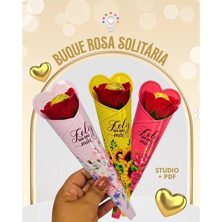 ARQUIVO DE CORTE BUQUÊ ROSA SOLITÁRIA (STUDIO E PDF) 1