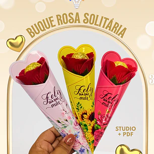 ARQUIVO DE CORTE BUQUÊ ROSA SOLITÁRIA (STUDIO E PDF)
