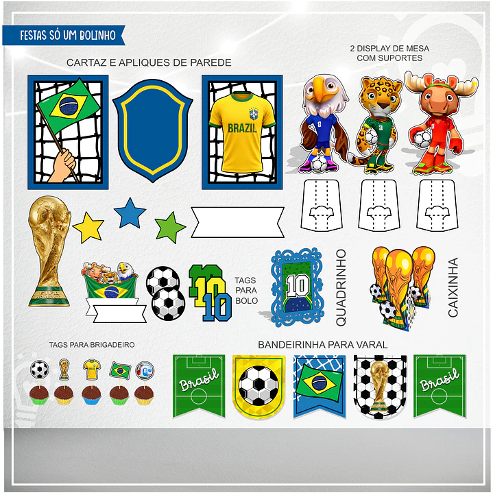 ARQUIVO DE CORTE KIT SÓ UM BOLINHO COPA DO MUNDO BRASIL 2026 (STUDIO E PDF) 2