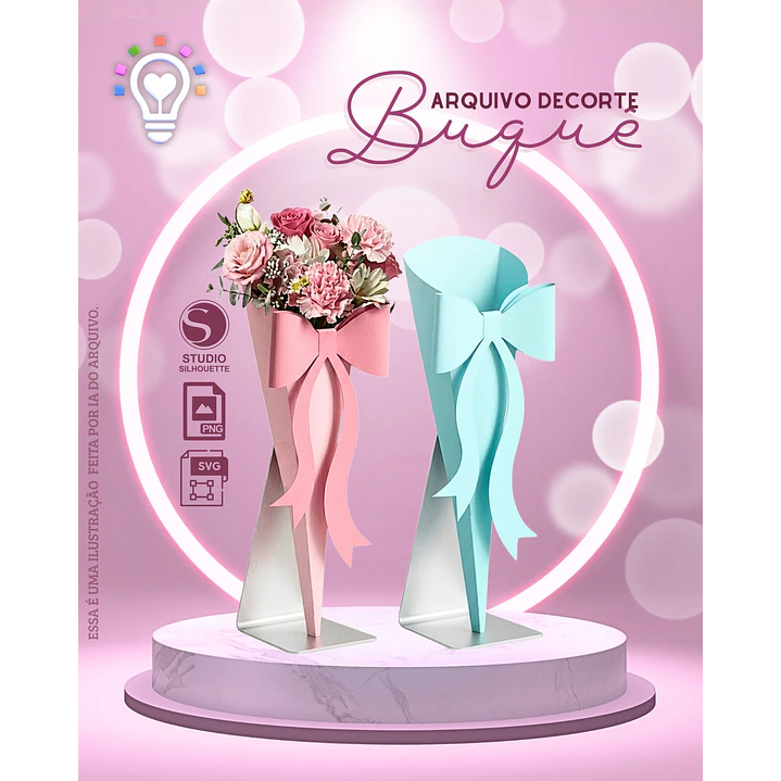 ARQUIVO DE CORTE BUQUÊ DE PAPEL / DIA DOS NAMORADOS / MÃES (STUDIO, PNG E SVG) 1