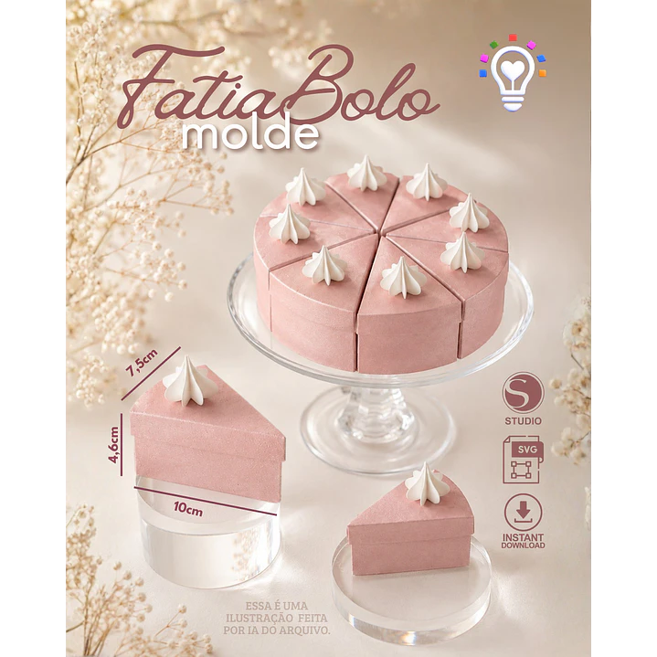 ARQUIVO DE CORTE COM 8 FATIAS DE BOLO MOLDE (STUDIO SVG E PNG) 1