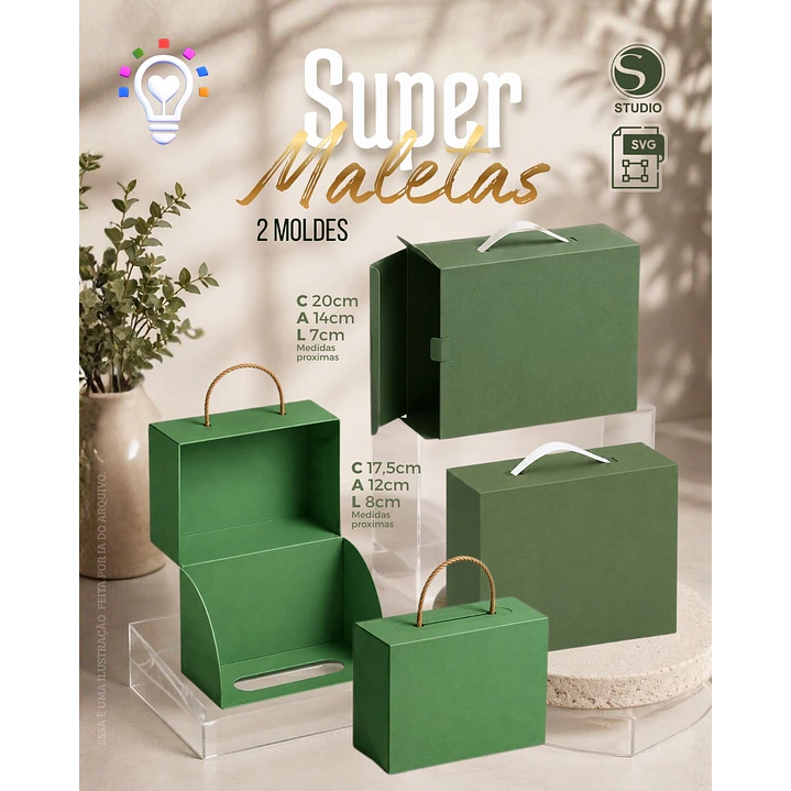 ARQUIVO DE CORTE SUPER MALETAS COM MOLDE (STUDIO E SVG ) 1