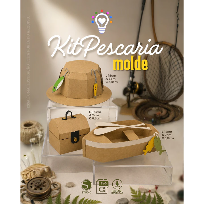 ARQUIVO DE CORTE KIT PESCARIA + MOLDE (STUDIO E SVG) 1