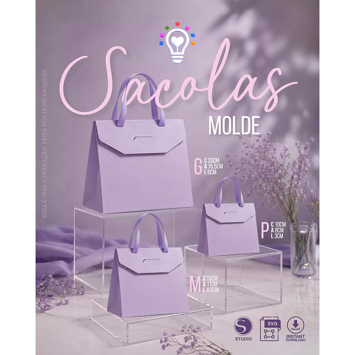 ARQUIVO DE CORTE TRIO DE SACOLAS  (STUDIO E SVG) 1