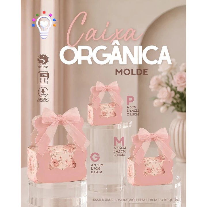 ARQUIVO DE CORTE TRIO DE CAIXA ORGÂNICA + MOLDE (STUDIO) 1