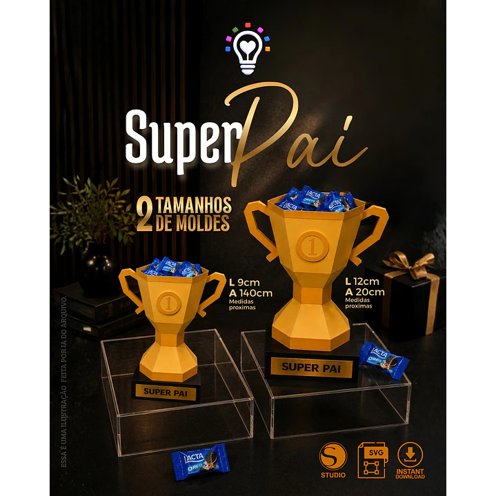ARQUIVO DE CORTE TROFÉU DIA DOS PAIS + MOLDE (PNG) 1