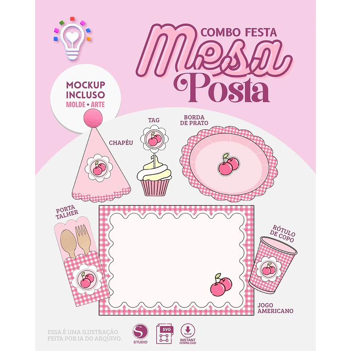 ARQUIVO DE CORTE COMBO FESTA DE MESA POSTA / JOGO AMERICANO (STUDIO E SVG) 1