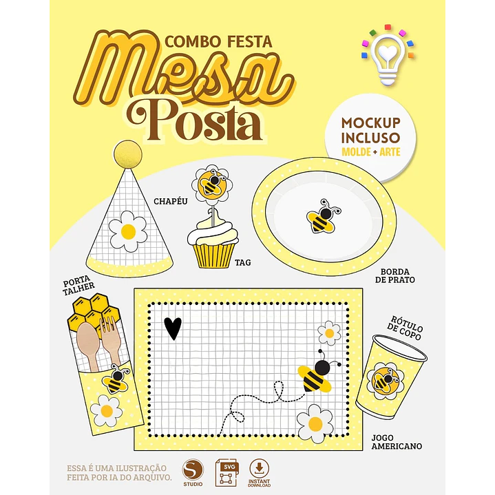 ARQUIVO DE CORTE COMBO FESTA MESA POSTA/ JOGO AMERICANO (STUDIO E SVG) 1