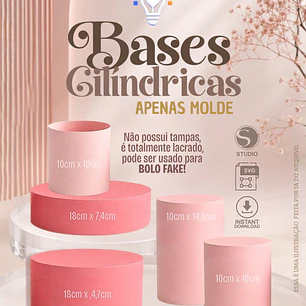 ARQUIVO DE CORTE BASE CILÍNDRICAS BOLOS FAKE (STUDIO E SVG)