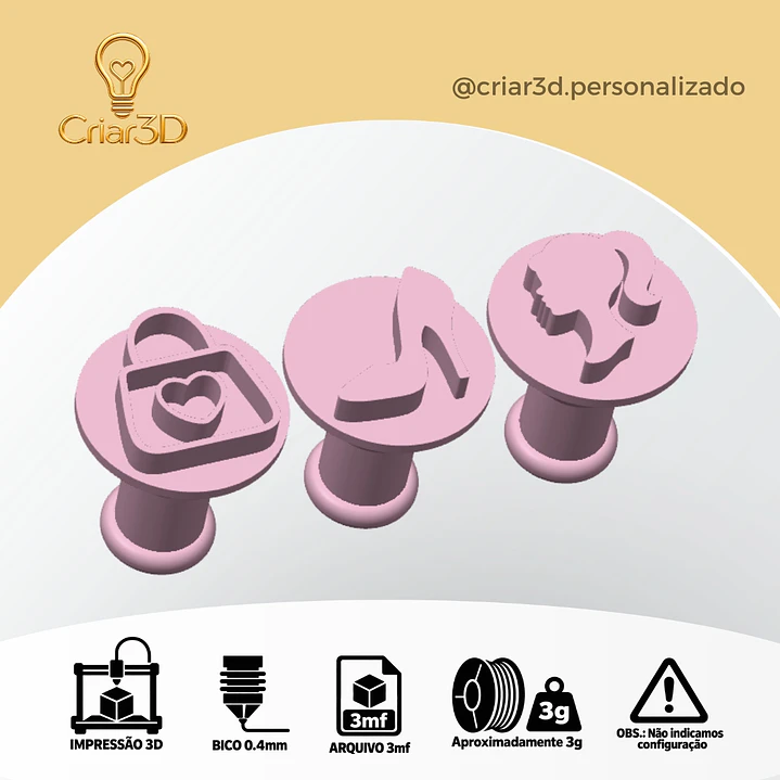 ARQUIVO IMPRESSÃO 3D CARIMBO PARA BRIGADEIRO BARBIE (Formato 3mf) 1