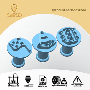 ARQUIVO IMPRESSÃO 3D CORRIDA  CARIMBO PARA BRIGADEIRO / FORMULA1 / CARROS / TRÂNSITO (Formato 3mf)