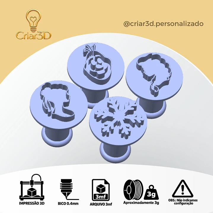 ARQUIVO IMPRESSÃO 3D CARIMBO PARA BRIGADEIRO  FROZEN (Formato 3mf) 1