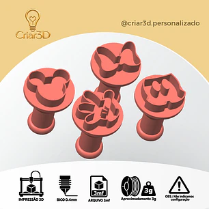 ARQUIVO IMPRESSÃO 3D CARIMBO PARA BRIGADEIRO MINNIE E MICKEY (Formato 3mf)