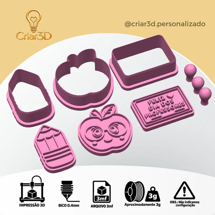 ARQUIVO IMPRESSÃO 3D CORTADOR DE BISCOITO DIA DOS PROFESSORES (Formato 3mf) 1