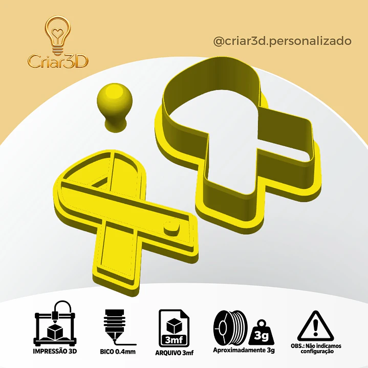 ARQUIVO IMPRESSÃO 3D CORTADOR DE BISCOITO SETEMBRO AMARELO, OUTUBRO ROSA, NOVEMBRO AZUL  (Formato 3mf) 1