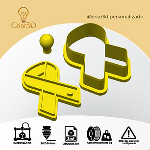 ARQUIVO IMPRESSÃO 3D CORTADOR DE BISCOITO SETEMBRO AMARELO, OUTUBRO ROSA, NOVEMBRO AZUL  (Formato 3mf)