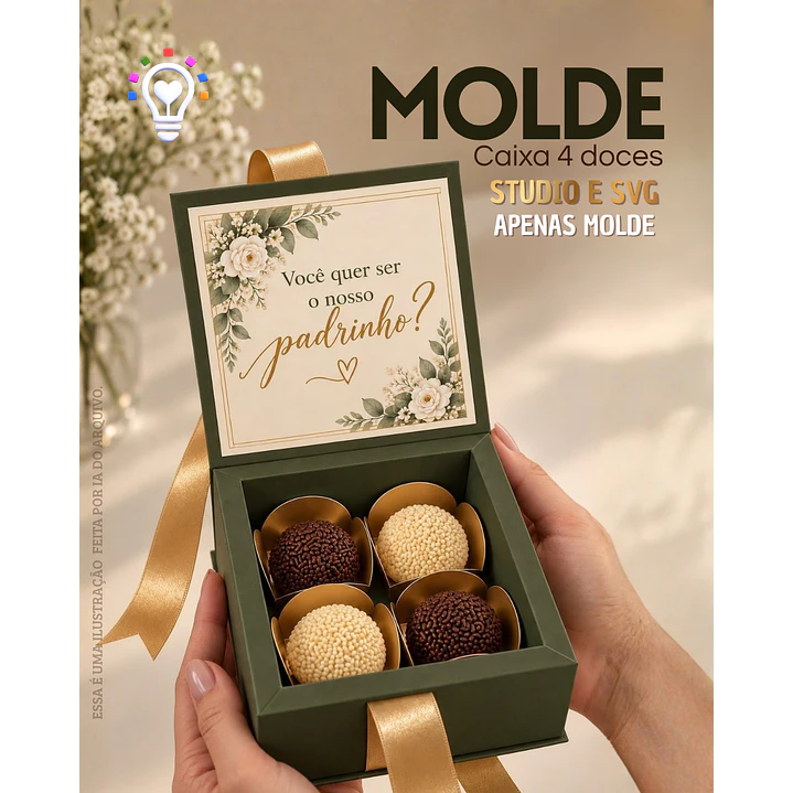 ARQUIVO DE CORTE CAIXA PARA 4 DOCES / CAIXA PADRINHOS / CAIXA CONVITE 1