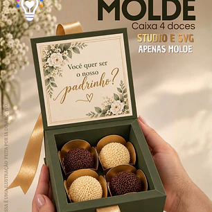 ARQUIVO DE CORTE CAIXA PARA 4 DOCES / CAIXA PADRINHOS / CAIXA CONVITE