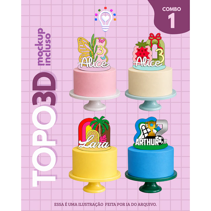Arquivo de corte TOPO DE BOLO 3D PARA VELAS 1