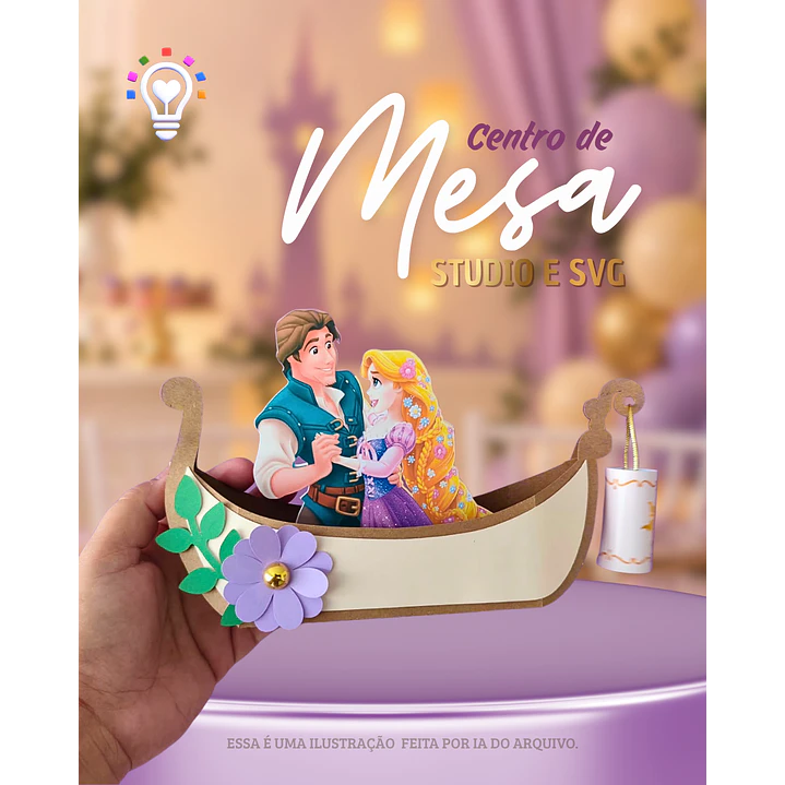 ARQUIVO DE CORTE CENTRO DE MESA RAPUNZEL BARCO 1