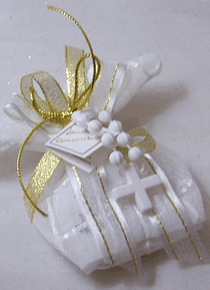 C15305 - Saco em tecido bicos decorado em dourado com dezena