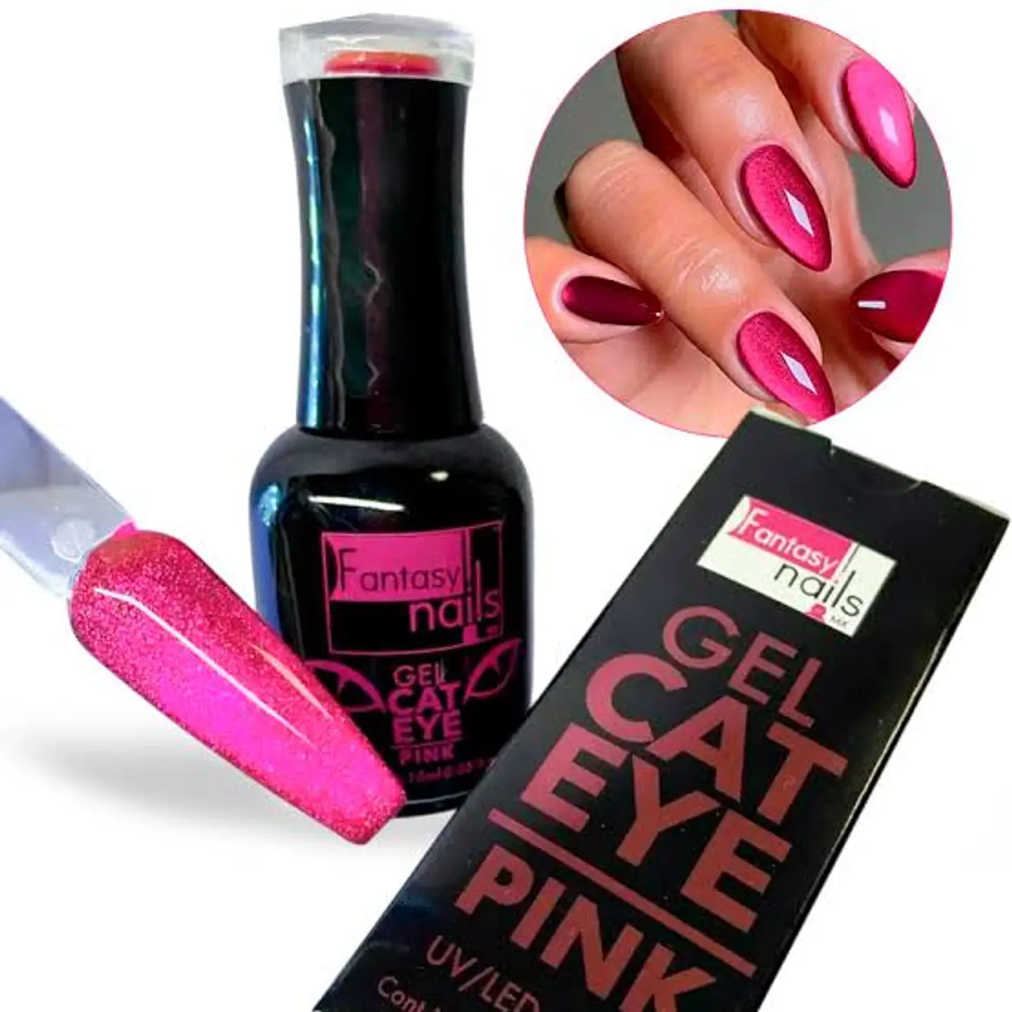 CAT EYE PINK FANTASY NAILS 1
