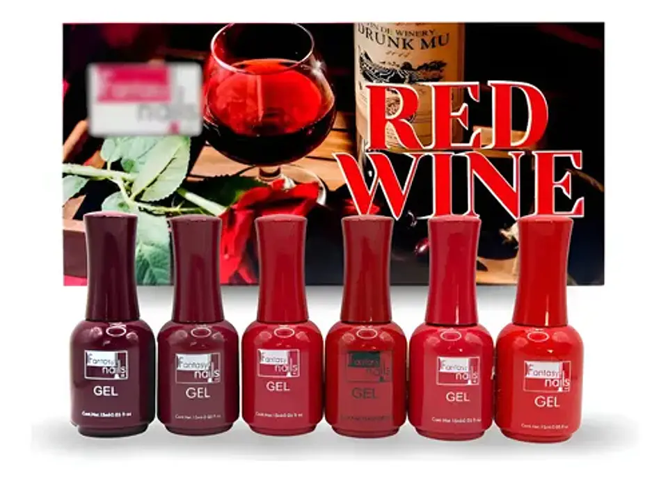 SET GEL POLISH RED WINES FANTASY NAILS 1