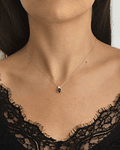 Collar Oro Blanco 18kt 6pts Diamantes, Zafiro 0,89ct 