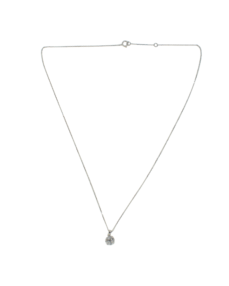 Collar Oro Blanco 18 kts con Diamantes modelo Roseta 