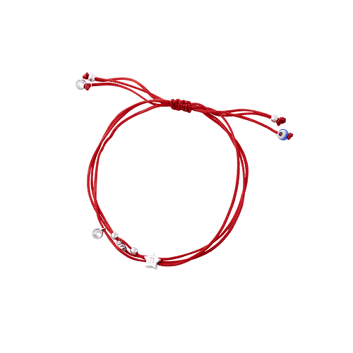 Pulsera Plata Italiana 925 Cordón Rojo Circón