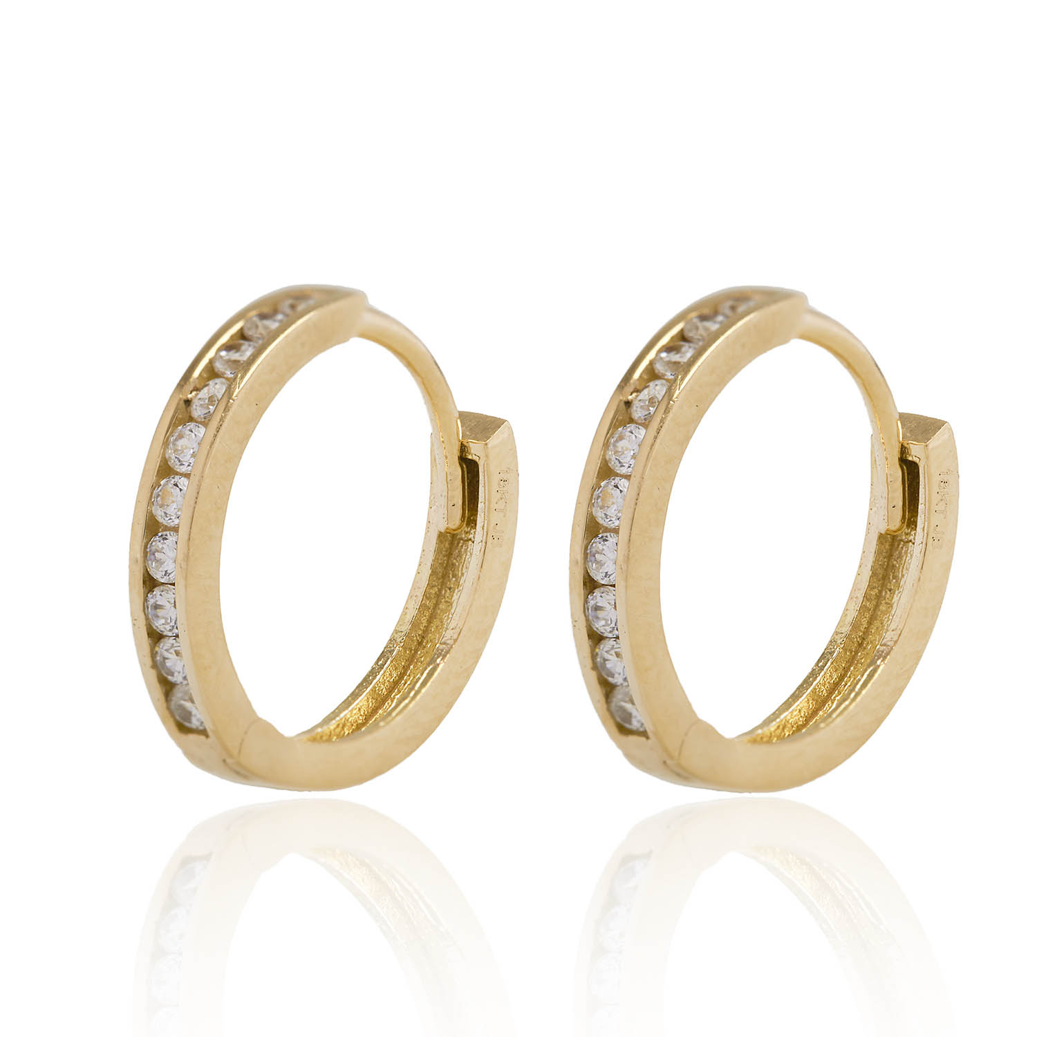 Aros de Oro 18kt Argollas 1 fila Circón 1