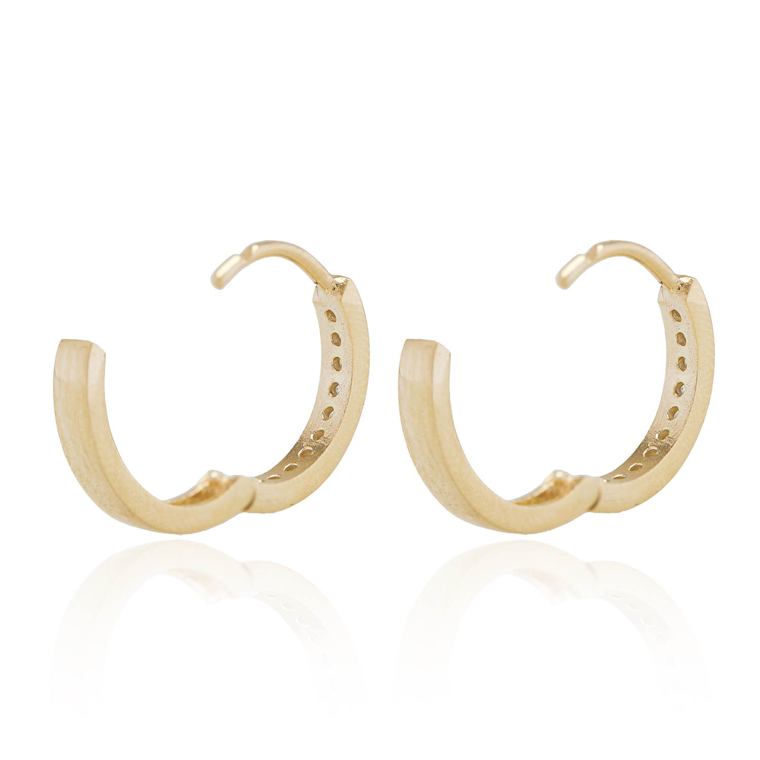 Aros de Oro 18kt Argollas 1 fila Circón 3