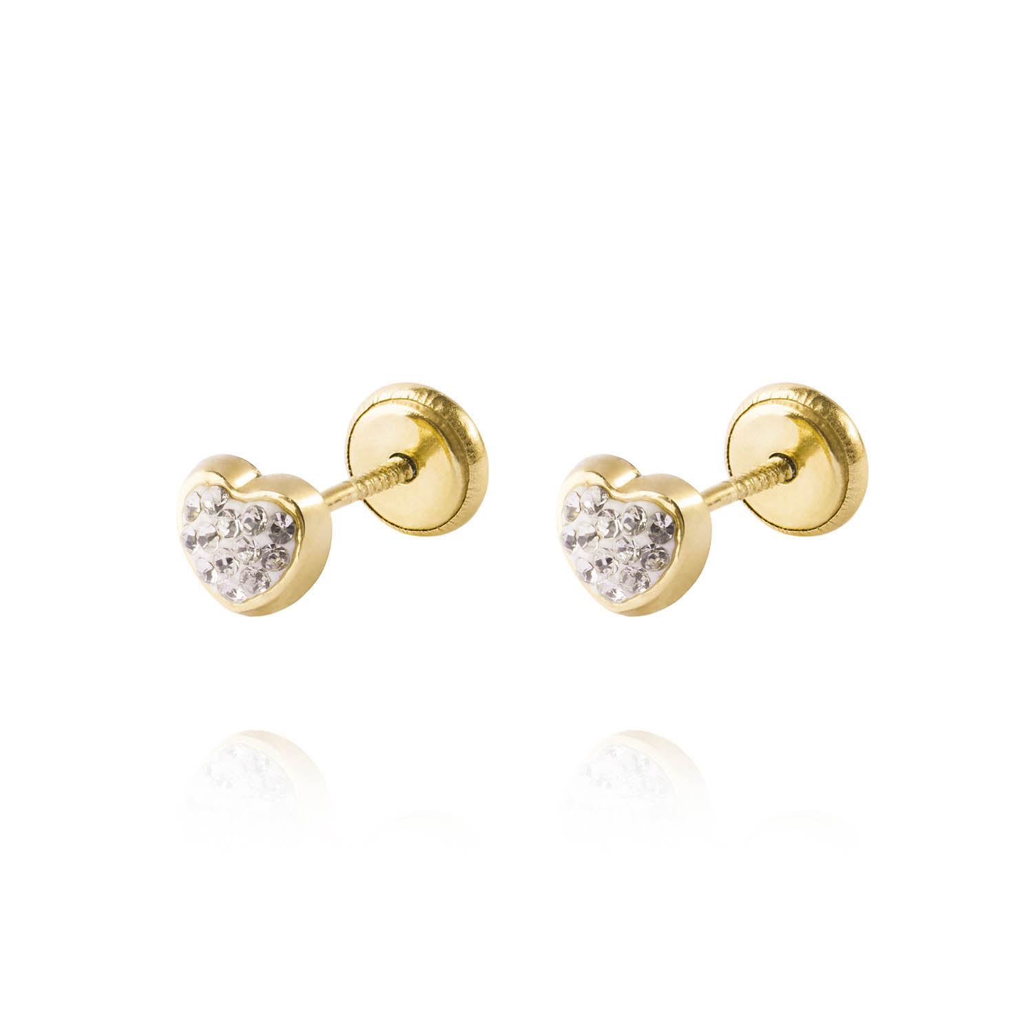 Aros de Oro 18kt Corazón con Circonita 1
