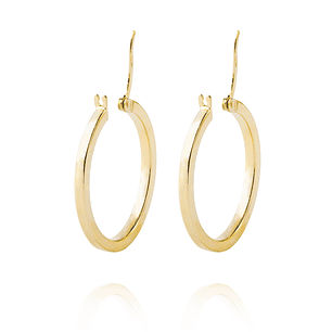 Aros de Oro 18kt Argollas Tubo de 20mm