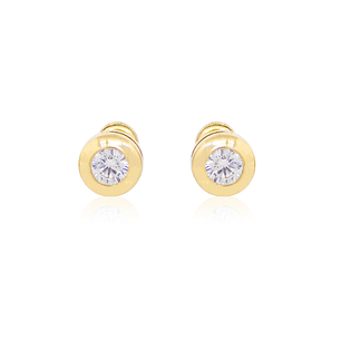 Aros de Oro 18kt Con Circones 4mm Punto De Luz