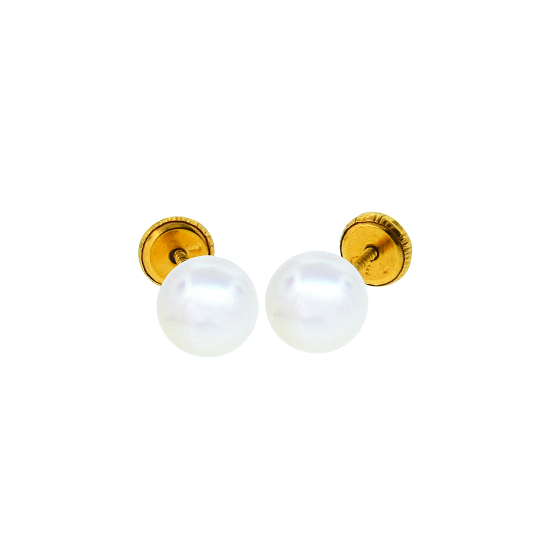 Aros de Oro 18kt Perla Cultivada de 4.0mm a 4.5mm 1