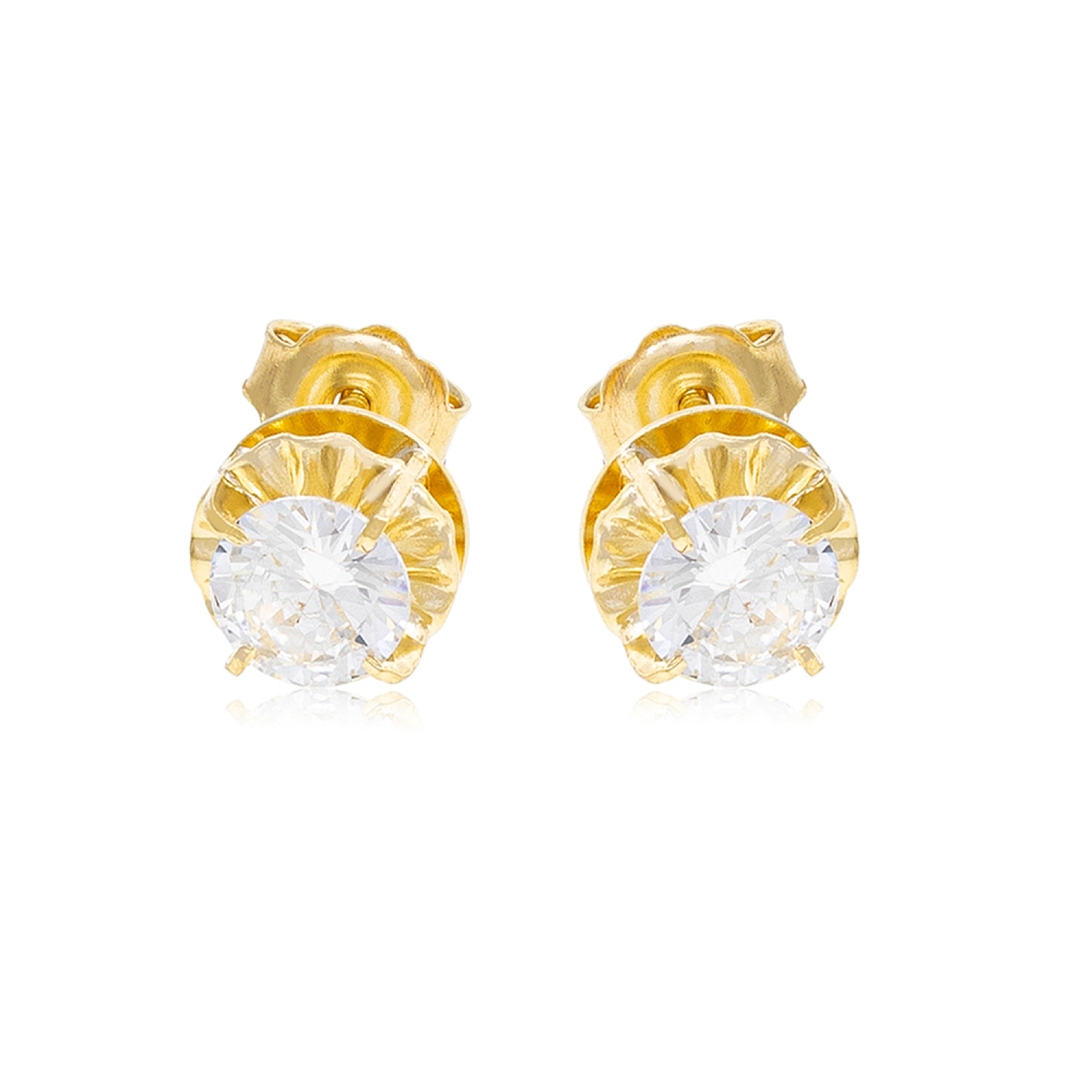Aros de Oro 18kt Chatón de Circon Circonita 5mm 2