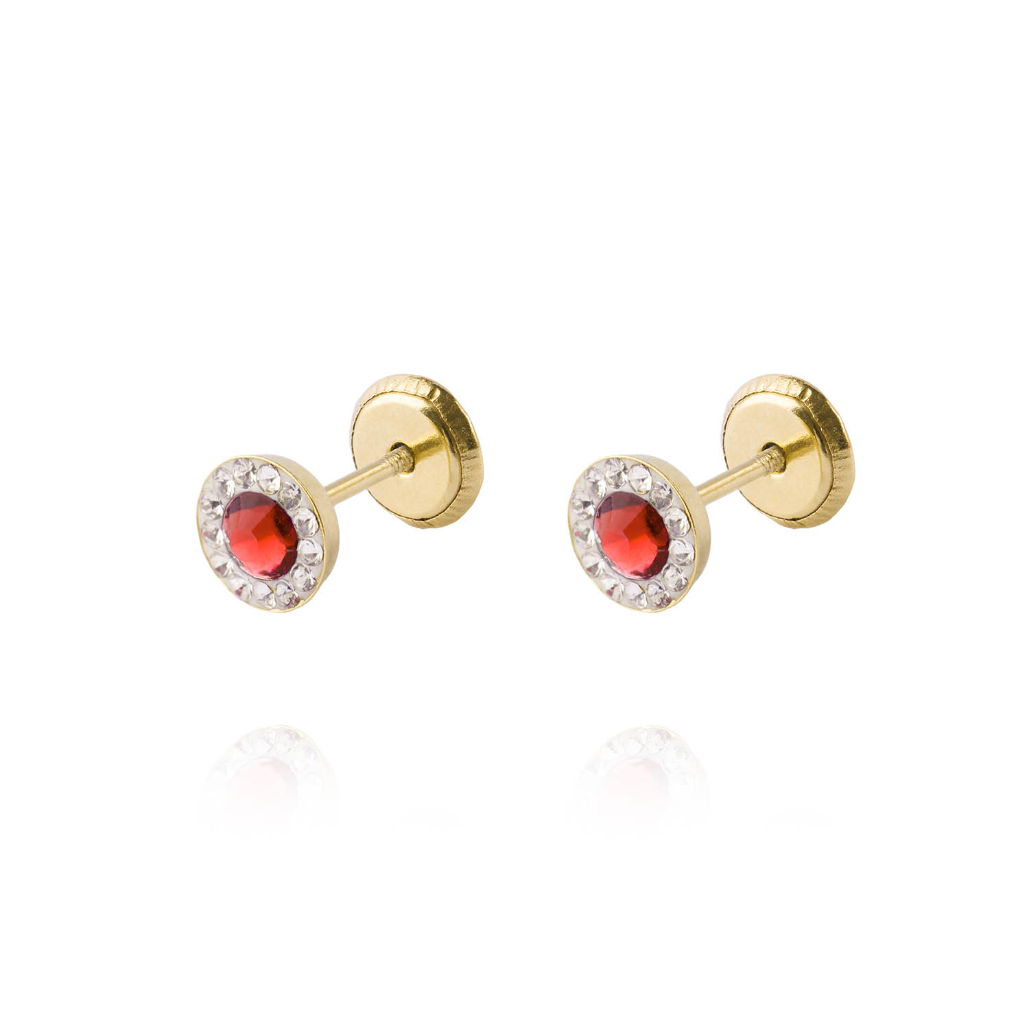 Aros de Oro 18kt Circulo Rubí 3mm 1