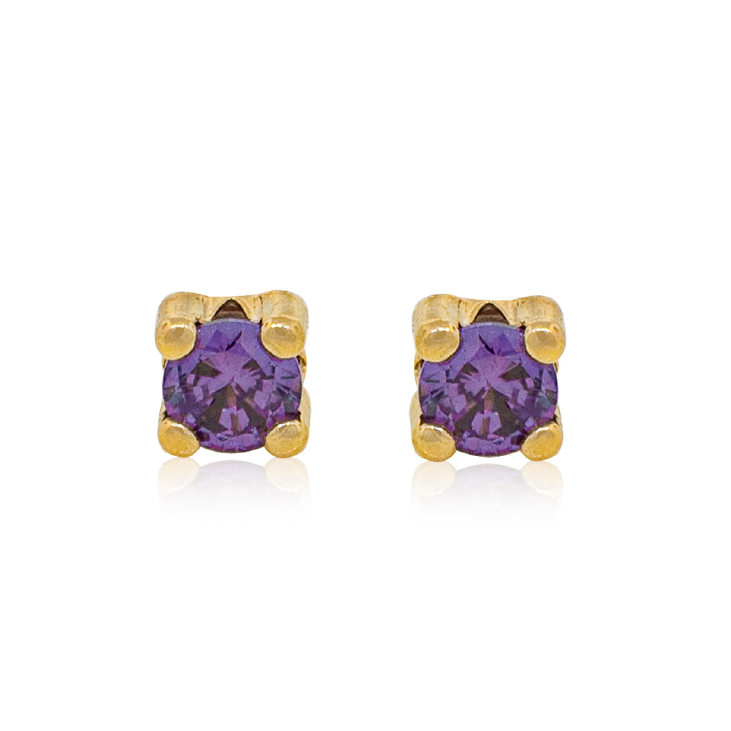 Aros de Oro 18kt Amatista Piedra 2,5mm 1